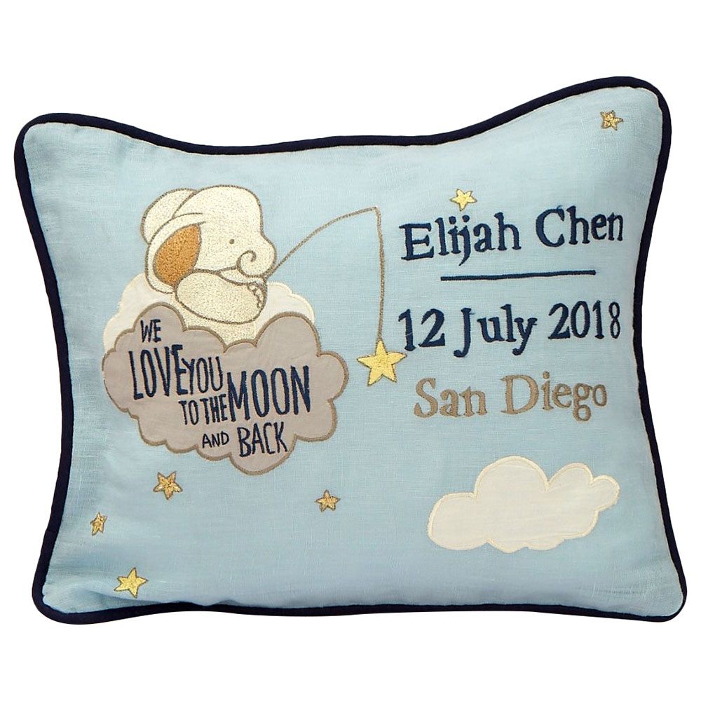 Little West Street - Love You To The Moon Pillow - Blue