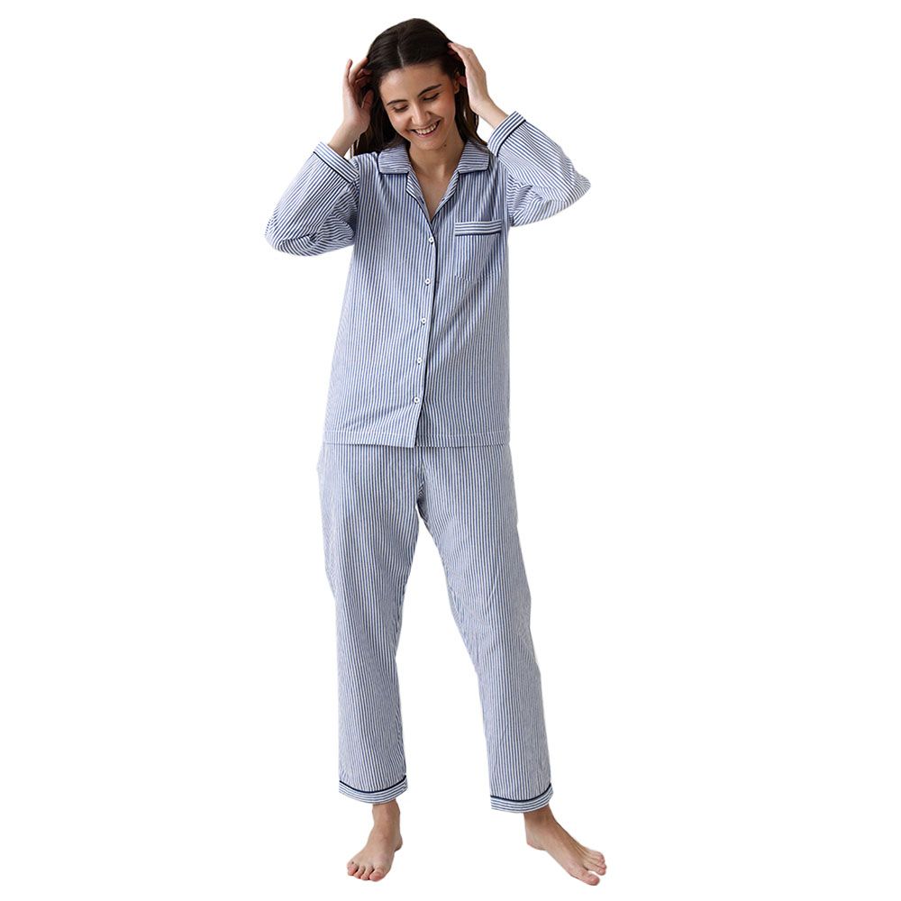 Little West Street - Women Classic Navy Stripes Pajama Set