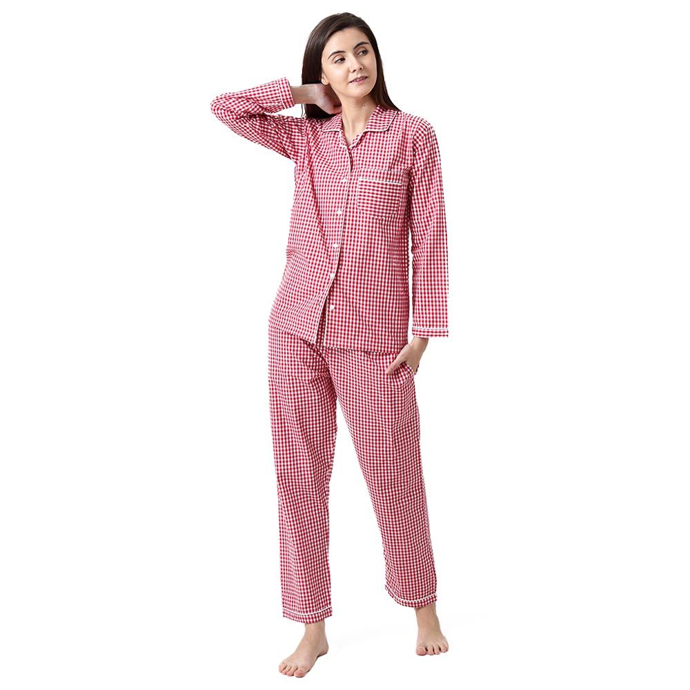 Little West Street - Women Classic Red Gingham Pajama Set