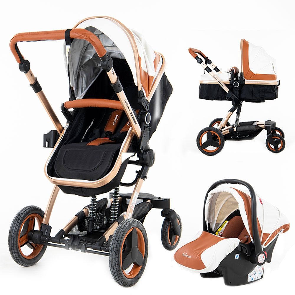 Belecoo 8 White & Beige - 4-in-1 Luxury Travel System