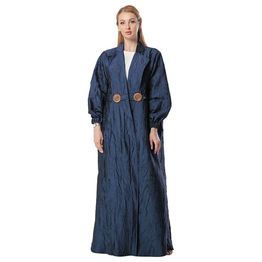 Moi Street - Navy Crushed Tafta Coat Style Abaya