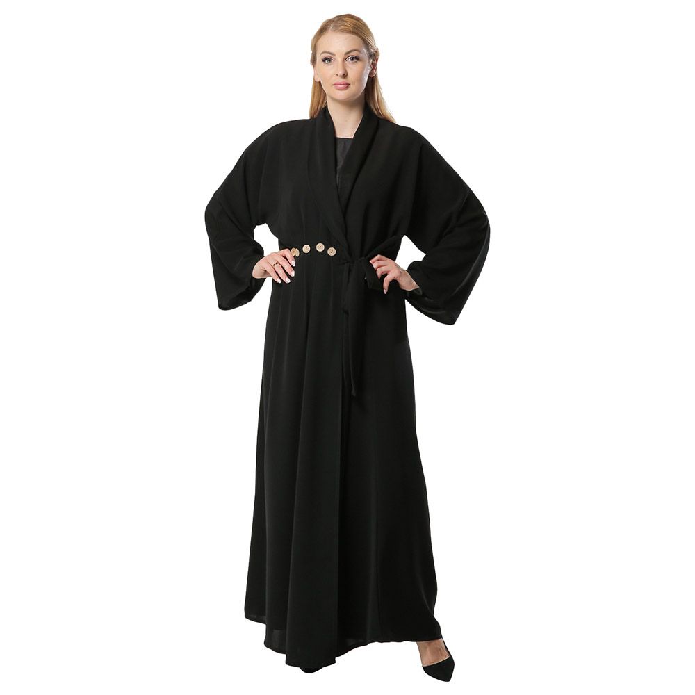 Moi Street - Black Abaya With Button Detailing