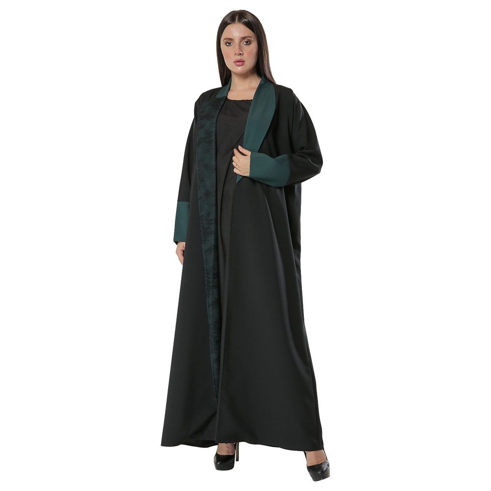 Moi Street - Black Abaya w/ Contrast Panels Overlaid