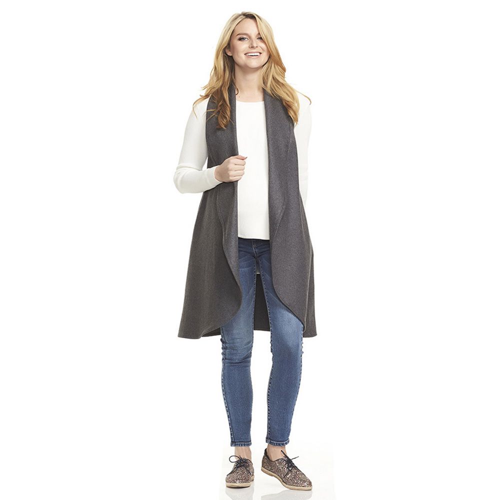 Mums & Bumps - Soon Frost Wool Maternity Vest - Grey