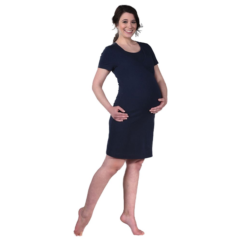 Mums & Bumps - Mamsy Home Wear Maternity Dress - Navy