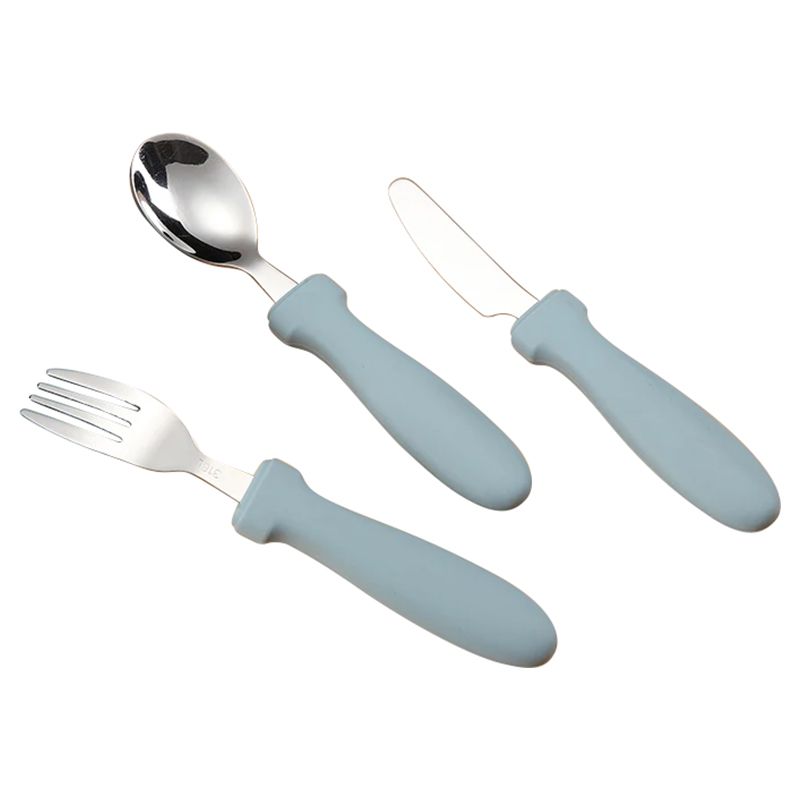 Dove and Dovelet - Silicone & Stainless Steel Cutlery Set - Ether Blue