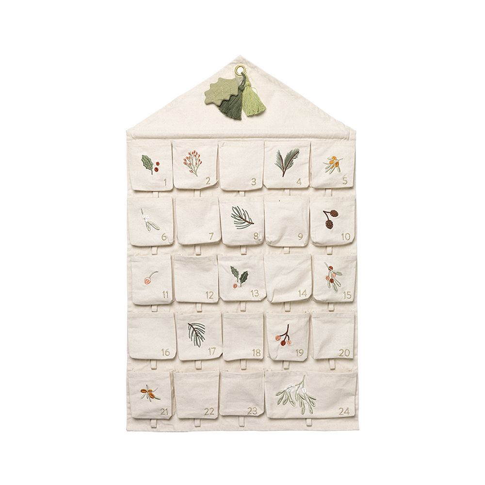 Fabelab - Christmas Wall Calendar embroidered - Natural