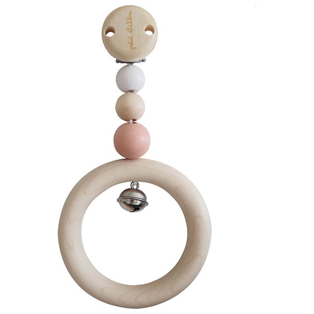 Petit Stellou - Eco Wood Baby Rattle Clip - Blush