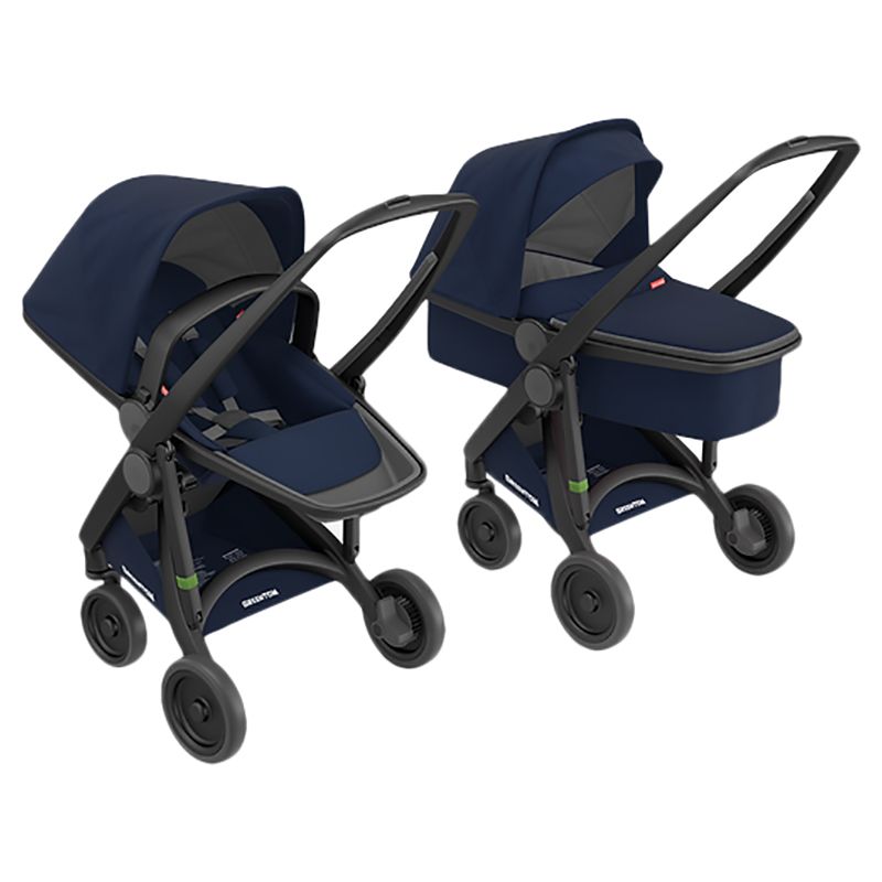 Greentom - 2-in-1 Carrycot + Reversible Seat Eco Stroller - Black/Blue