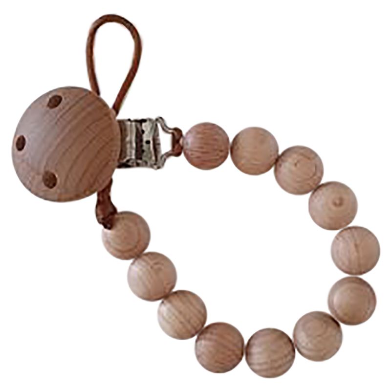 Dove and Dovelet - Petite Raw Wood Dummy/Soother Clip - Brown/Cream