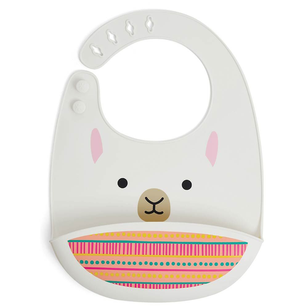 SkipHop - Zoo Fold & Go Silicone Bib - Llama