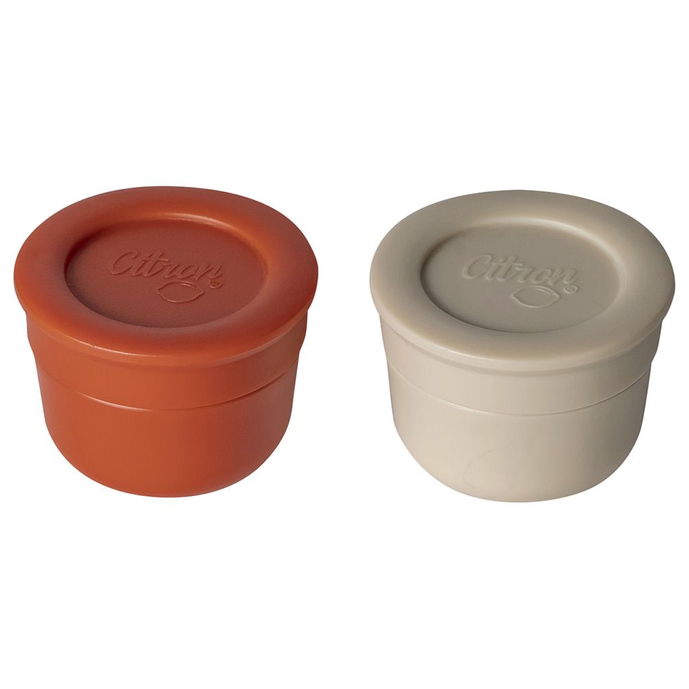 Citron - Mini Sauce Containers - Pack Of 2 - Brick/Beige