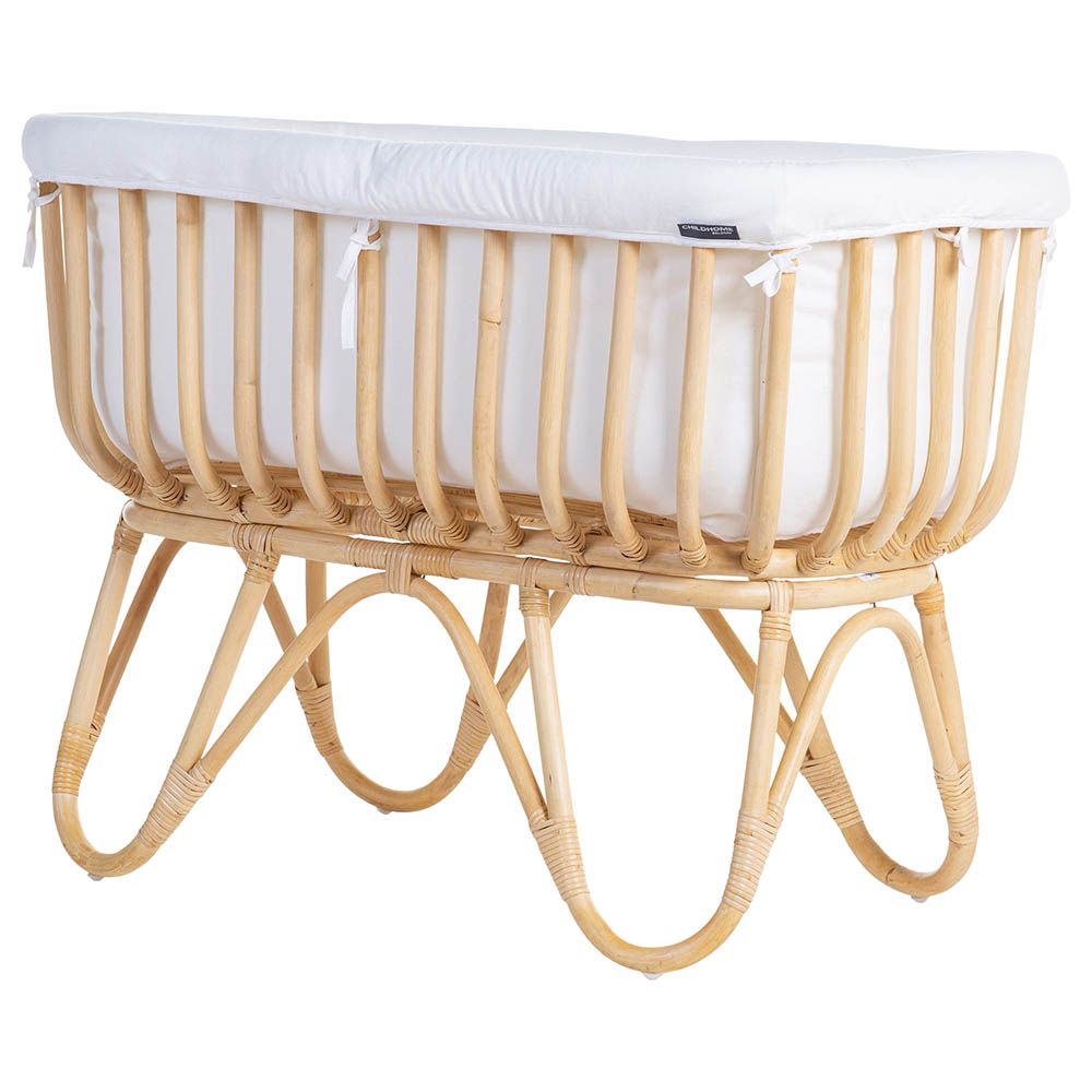 Childhome - Rattan Cradle 80x40 + Mattress + Cover Off White