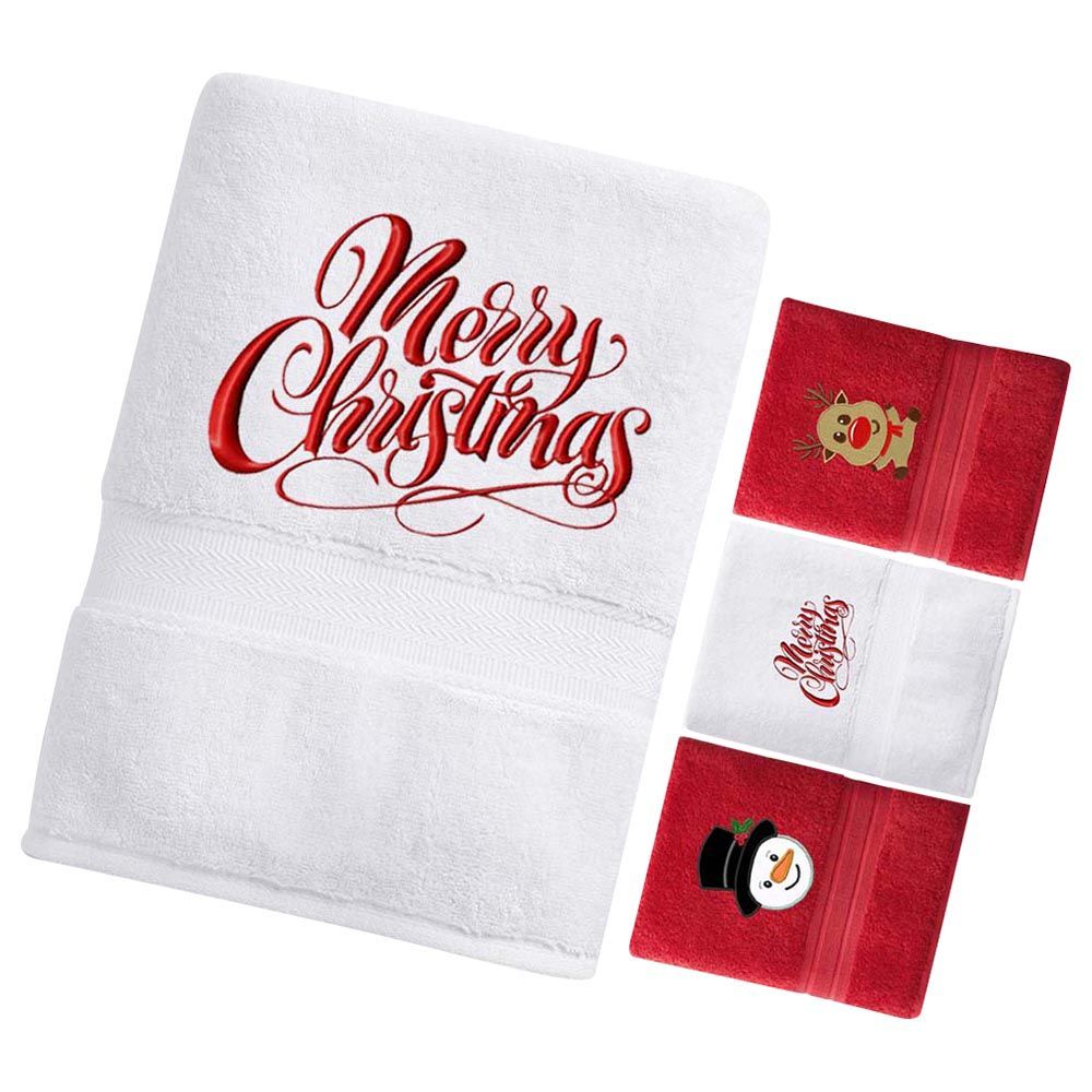 Creative Costumez - Christmas Towels - Pack of 4 - Red/White