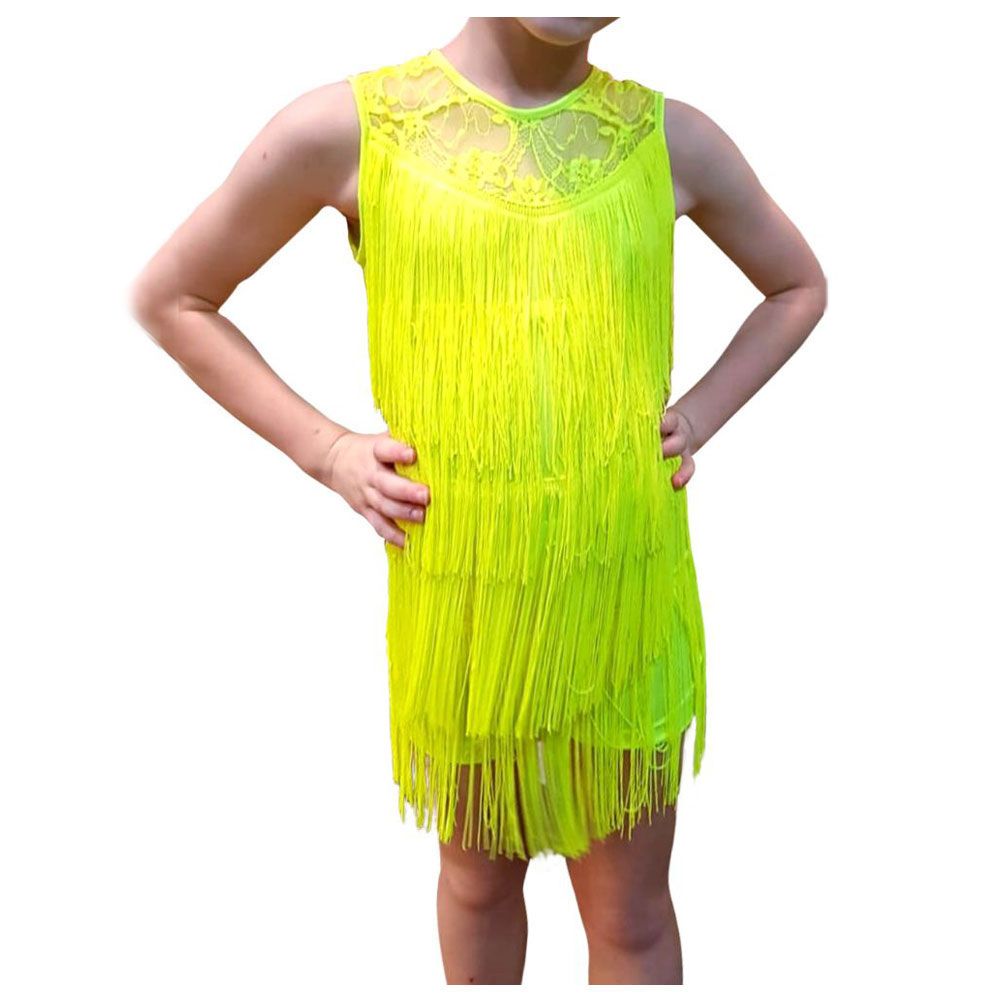 Creative Costumez - Jazz Fringe - Yellow Neon