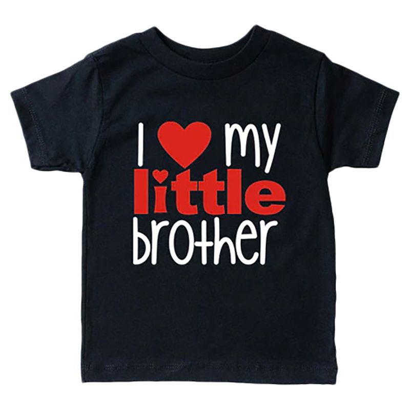 Matching Family - I Love My Little Brother T-shirt - Black