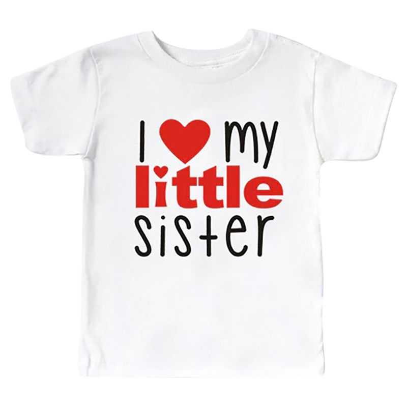 Matching Family - I Love My Little Sister T-shirt - White