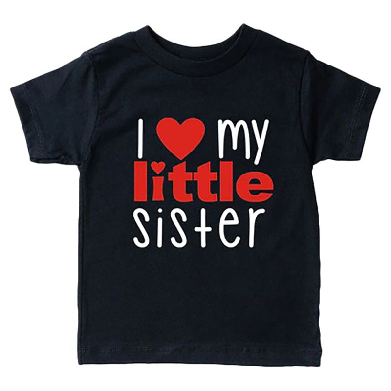 Matching Family - I Love My Little Sister T-shirt - Black