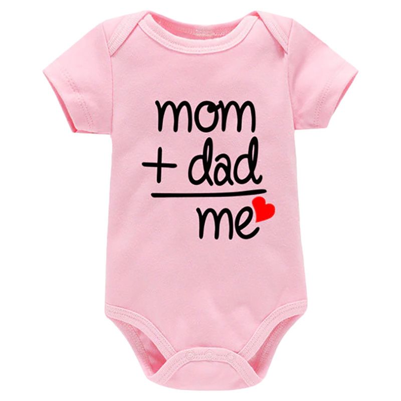 Matching Family - Mom & Dad Equal Me Romper - Pink