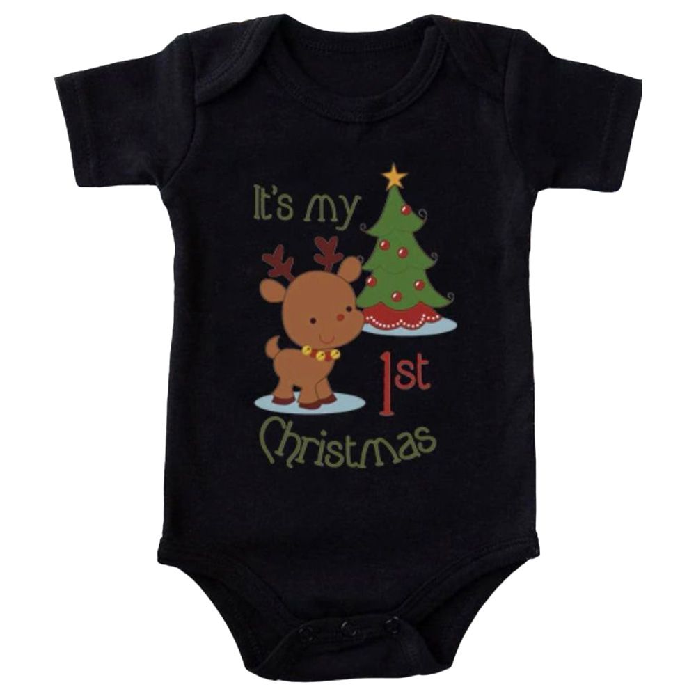 Matching Family - My First Christmas Romper - Black