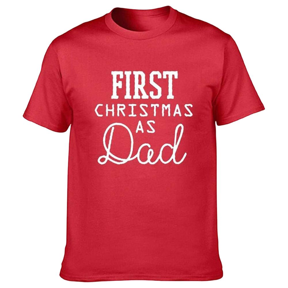 Matching Family - First Christmas As Dad T-Shirt - Red