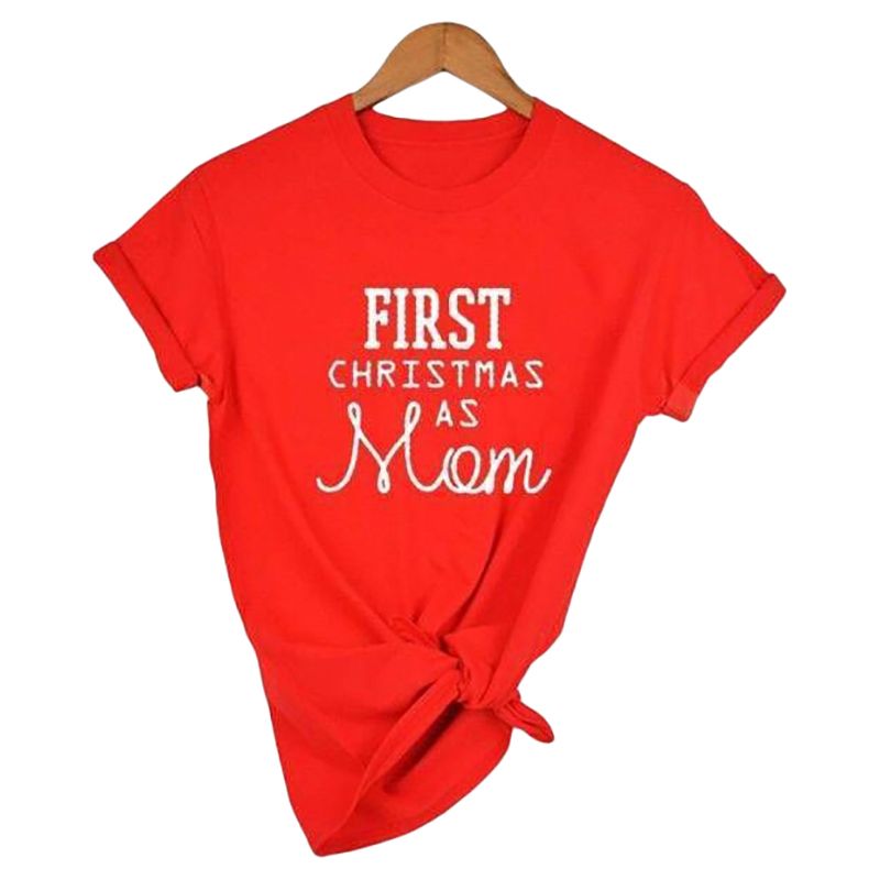 Matching Family - First Christmas As Mom T-Shirt - Red