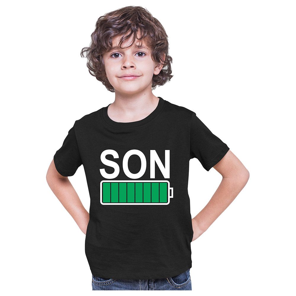 Matching Family Outfits - Son Fully Charged T-Shirt - Black