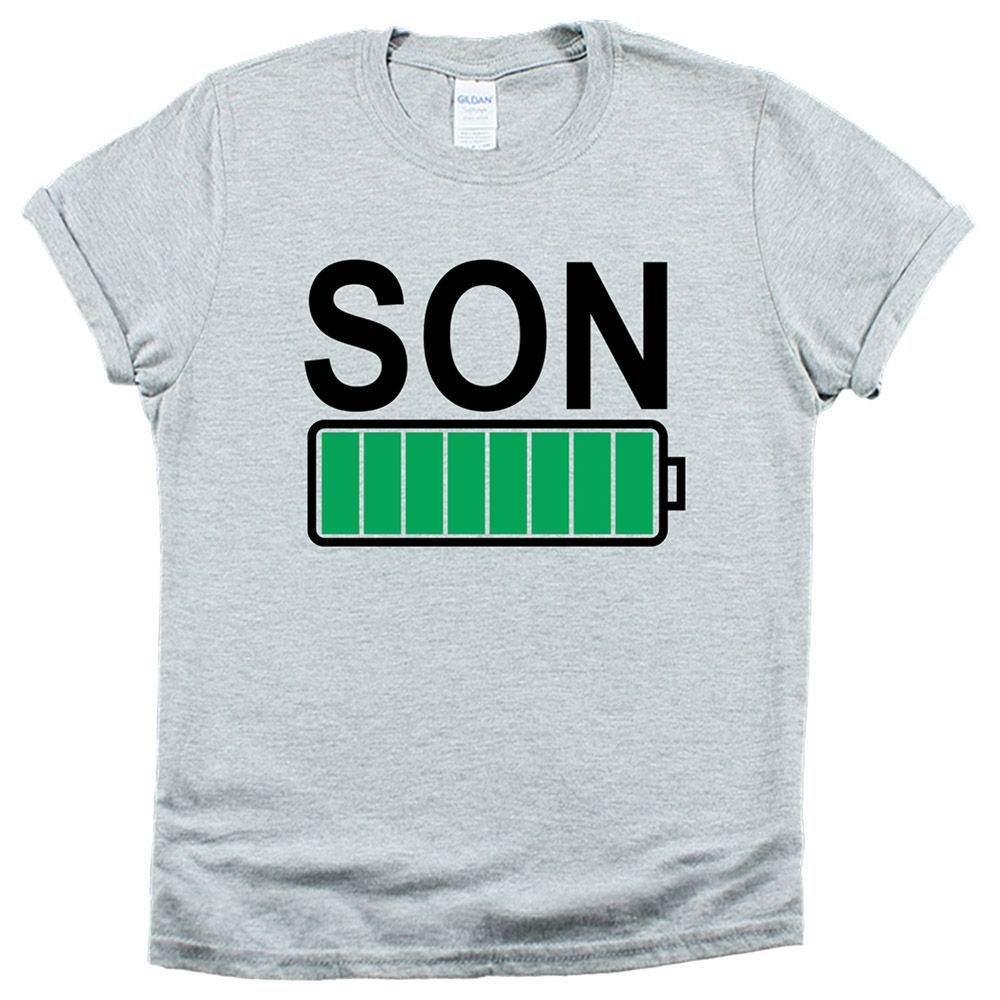 Matching Family Outfits - Son Fully Charged T-Shirt - Grey