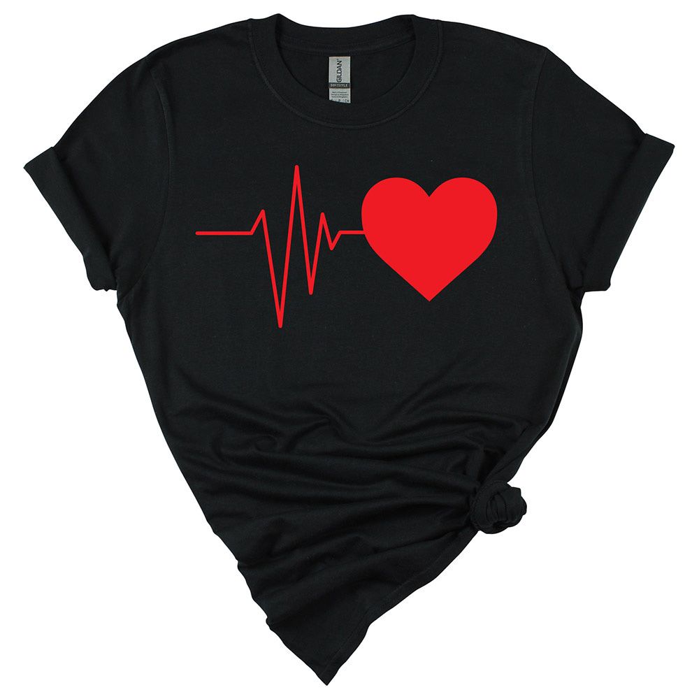 Matching Family Outfits - Mom Heartbeats-Love T-Shirt - Black