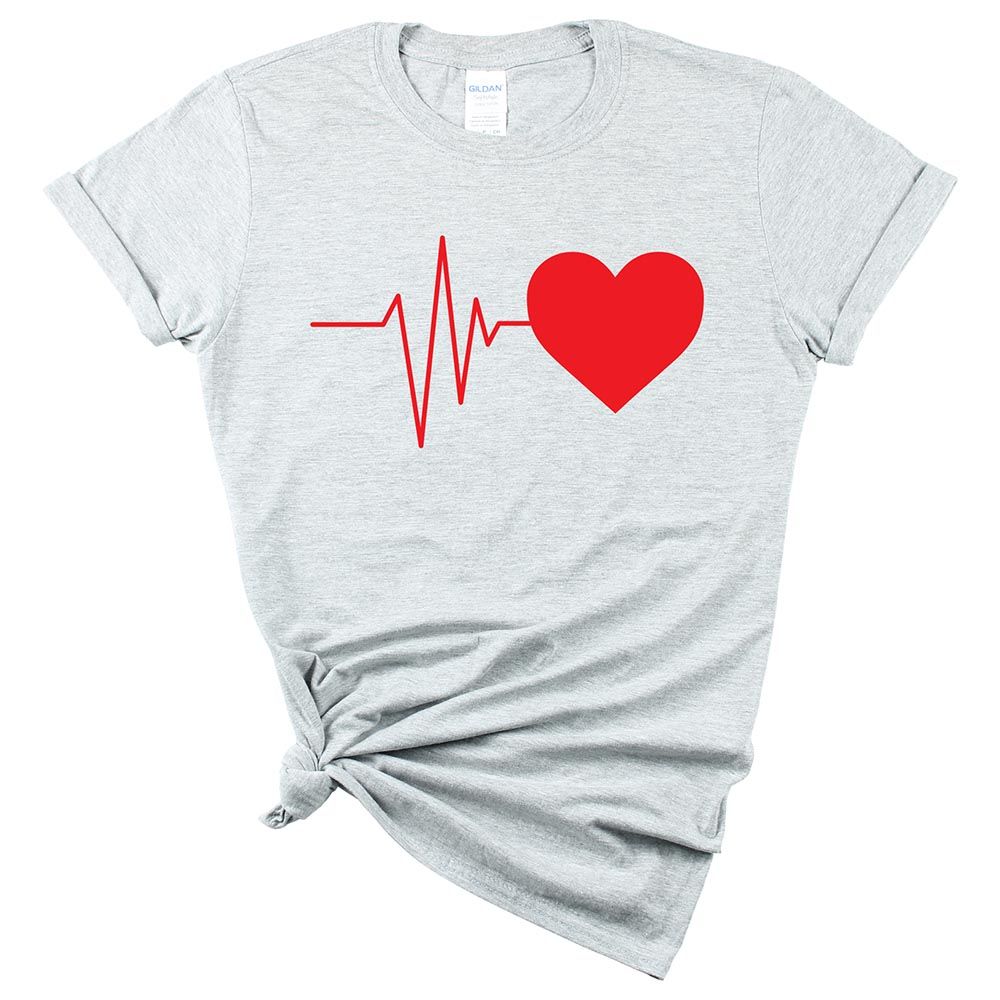 Matching Family Outfits - Mom Heartbeats-Love T-Shirt - Grey