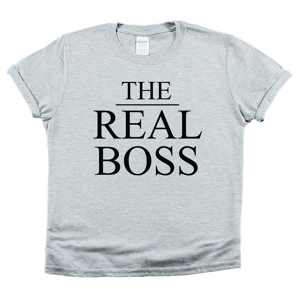 Matching Family Outfits - "The Real Boss" T-Shirt - Grey