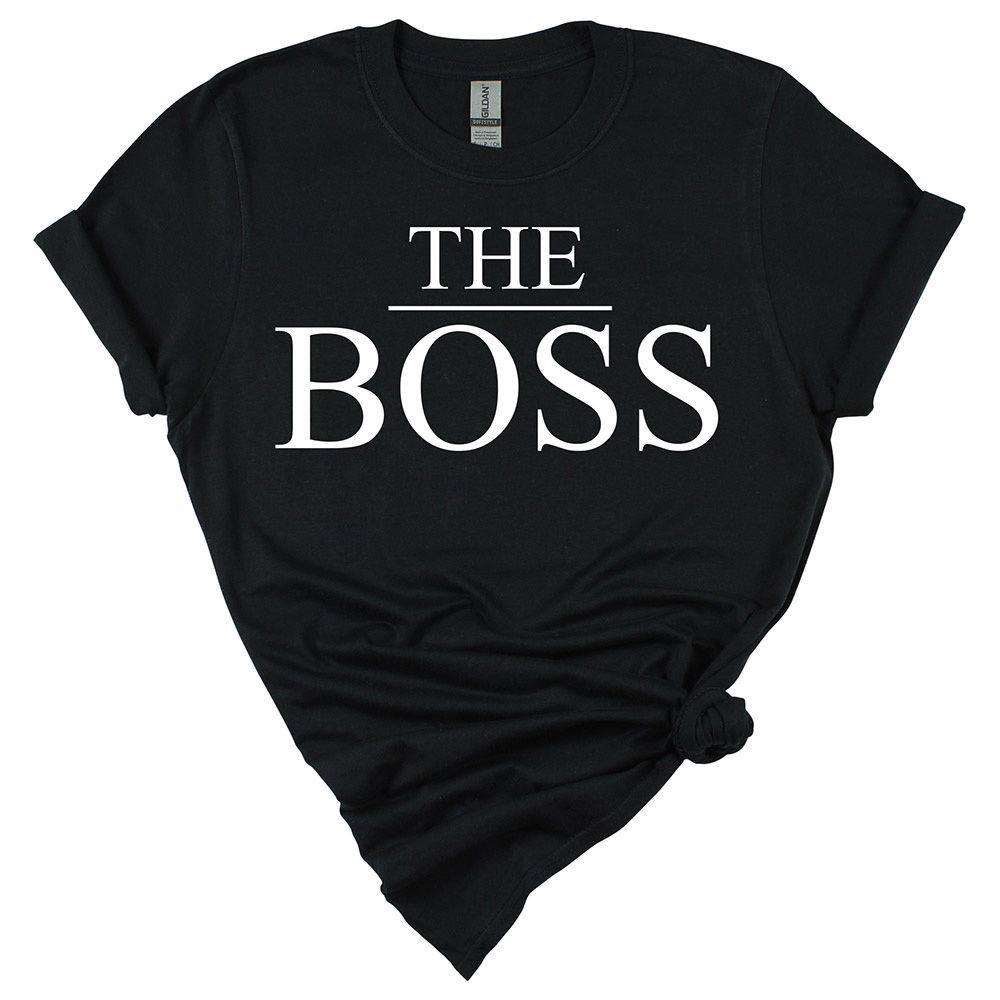 Matching Family Outfits - Mom's "The Boss" T-Shirt - Black