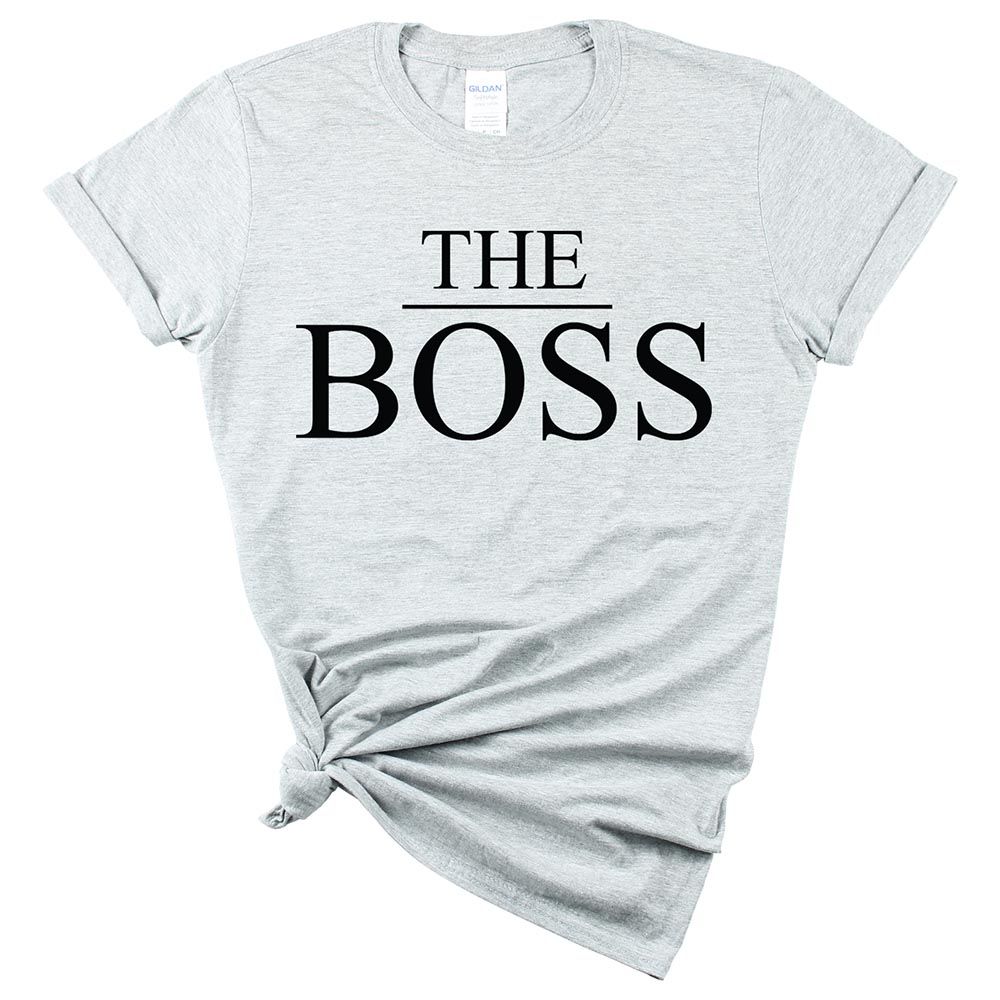 Matching Family Outfits - Mom's "The Boss" T-Shirt - Grey