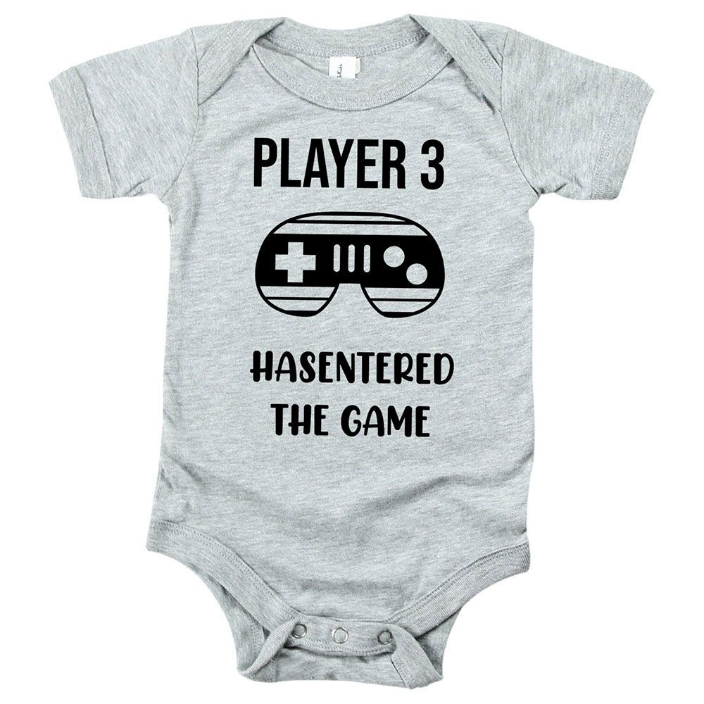 Matching Family Outfits - Baby "Player 3" Romper - Grey