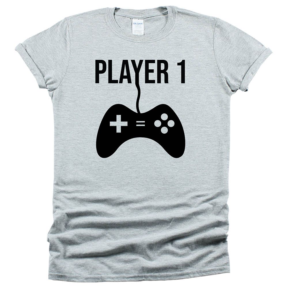 Matching Family Outfits - Daddy "Player 1" T-Shirt - Grey