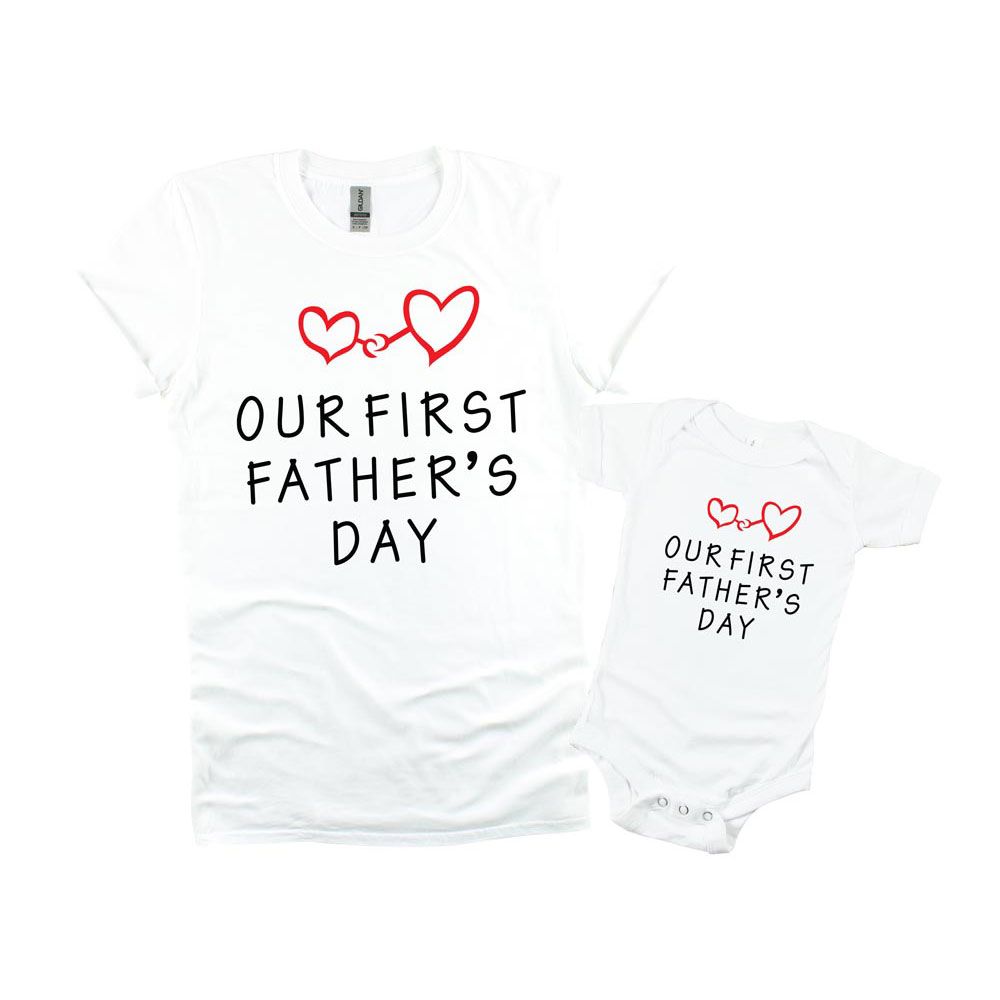 Matching Family Outfits - 2pc-Set - Our First Father'S Day_Dad-XXL/Baby-9-12M