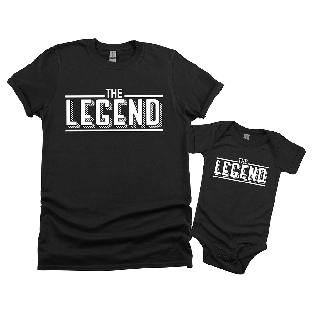 Matching Family Outfits - 2pc-Set - Dad/Mum & Baby The Legend - Black_