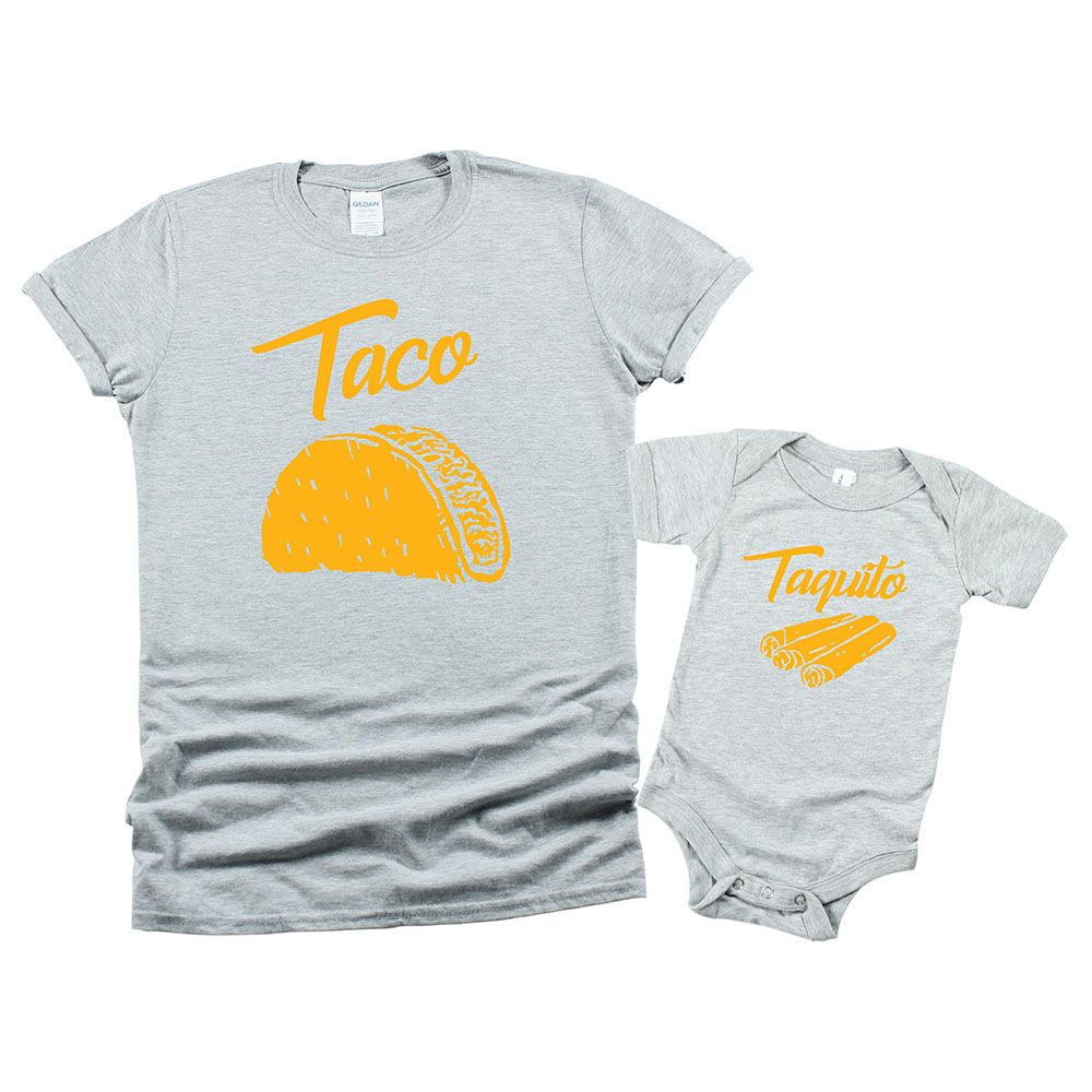 Matching Family Outfits - 2pc-Set - Dad/Mum & Baby Taco - Grey_