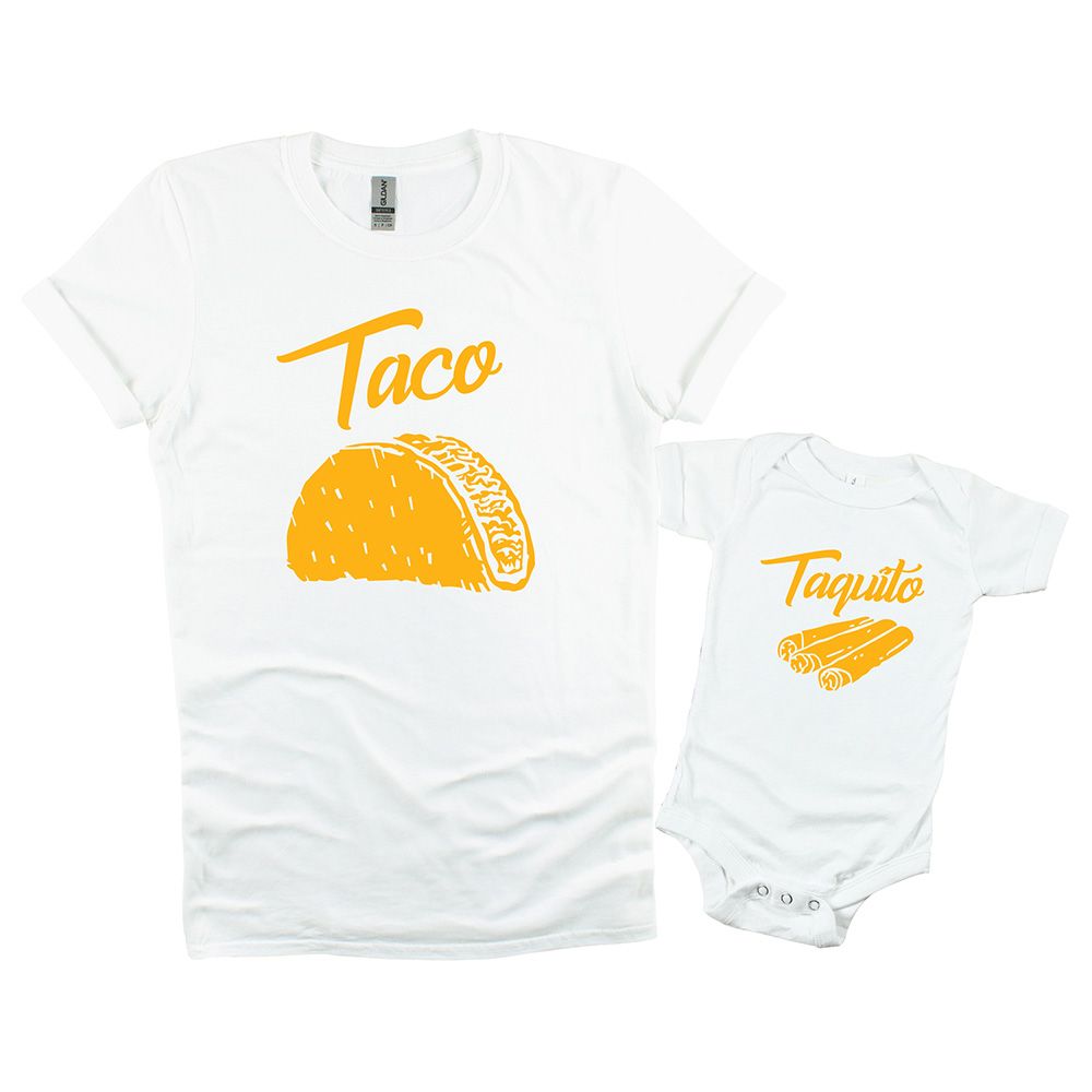 Matching Family Outfits - 2pc-Set - Dad/Mum & Baby Taco - White_