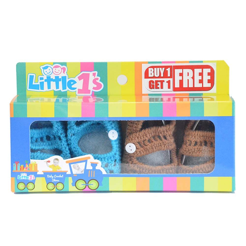 Little 1's - Baby Shoes - Blue & Brown - Buy 1 Get 1 Free