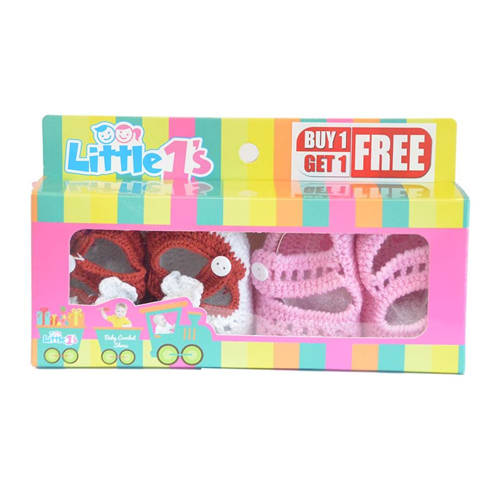 Little 1's - Baby Shoes - Pink & White - Buy 1 Get 1 Free