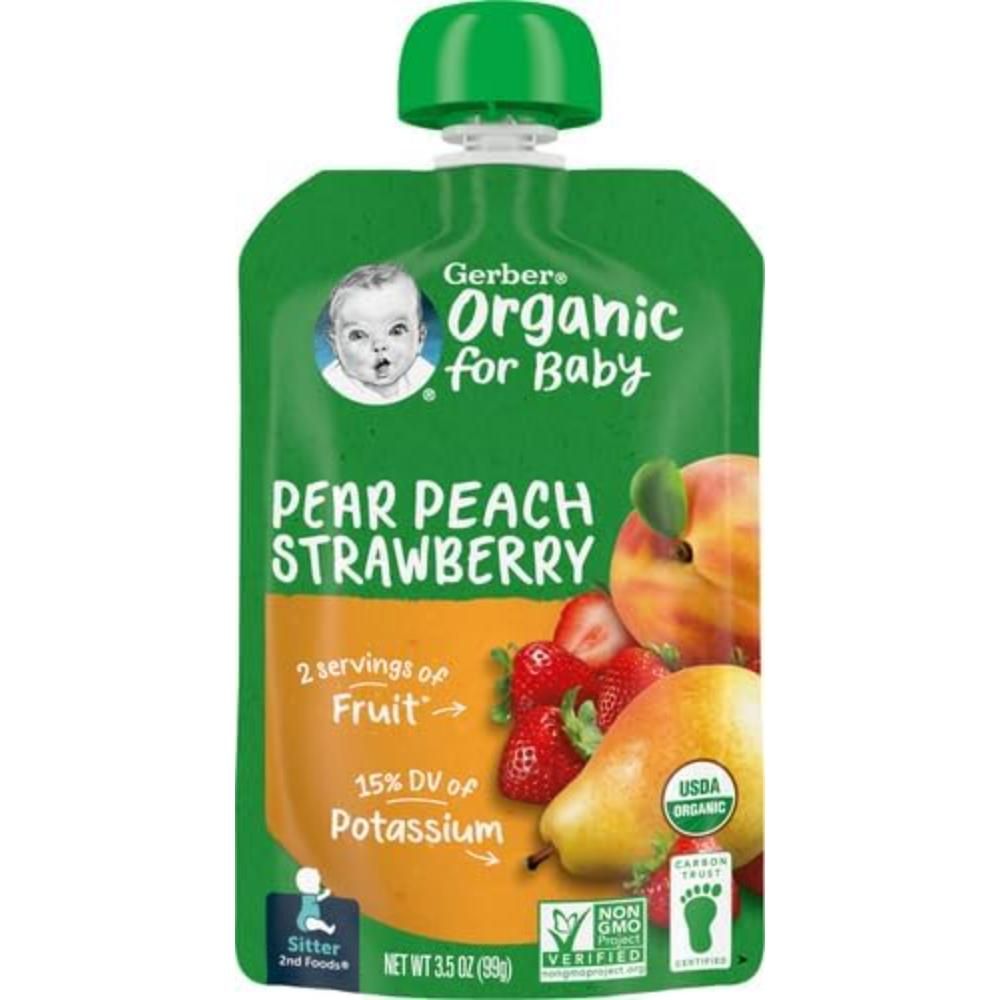 Gerber  - 2nd Food Organic Pear Peach Strawberry  3.5oz