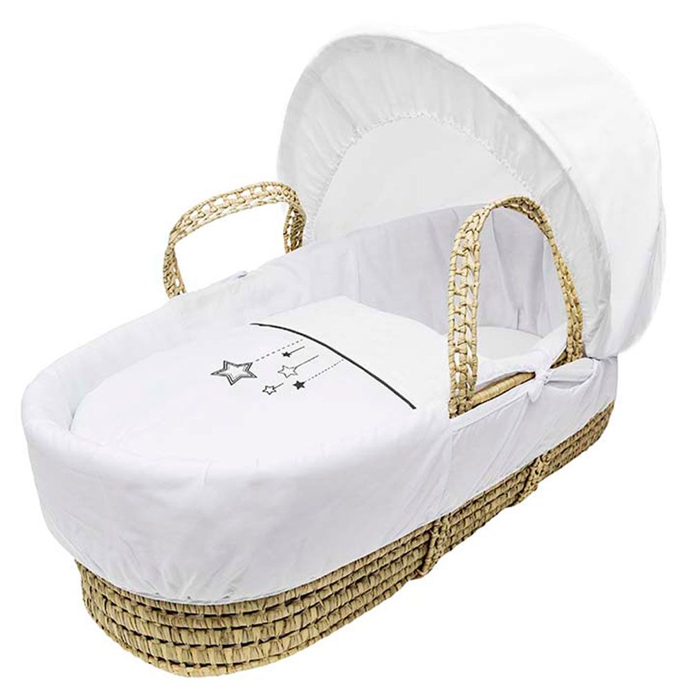 Kinder Valley - Wish Upon A Star Palm Moses Basket - White