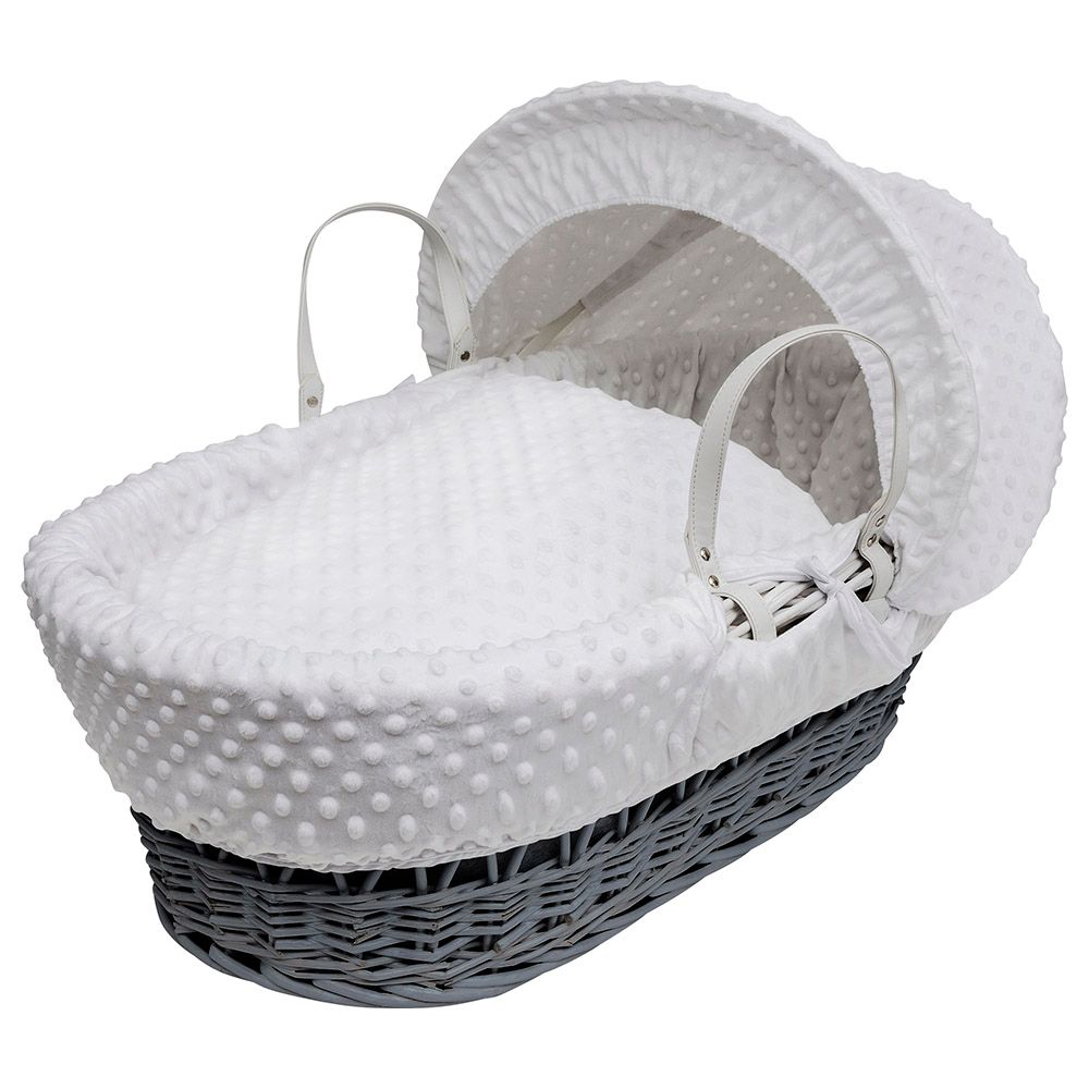 Kinder Valley - White Dimple Grey Wicker Moses Basket