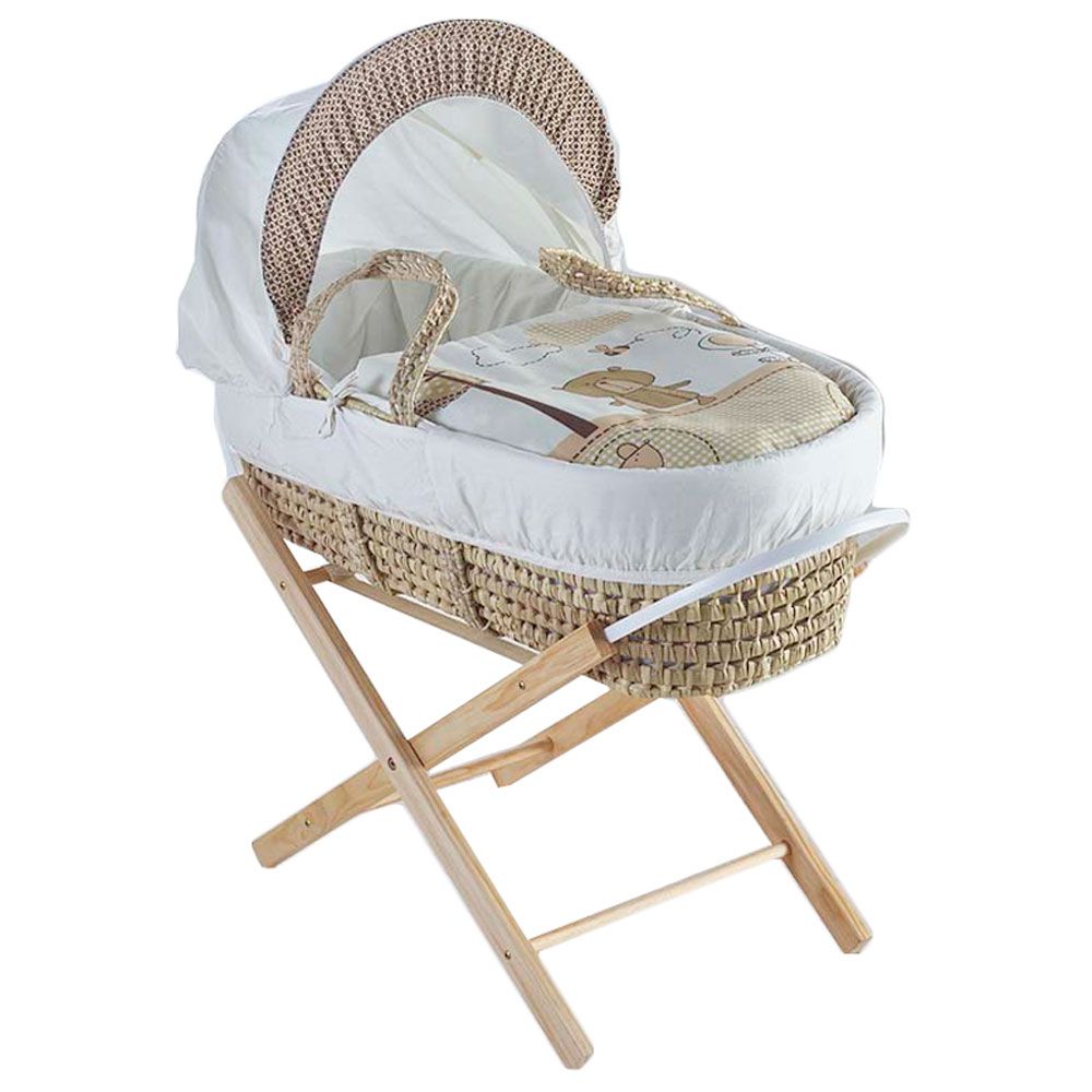 Kinder Valley - Tiny Ted Cream Palm Moses Basket With Stand