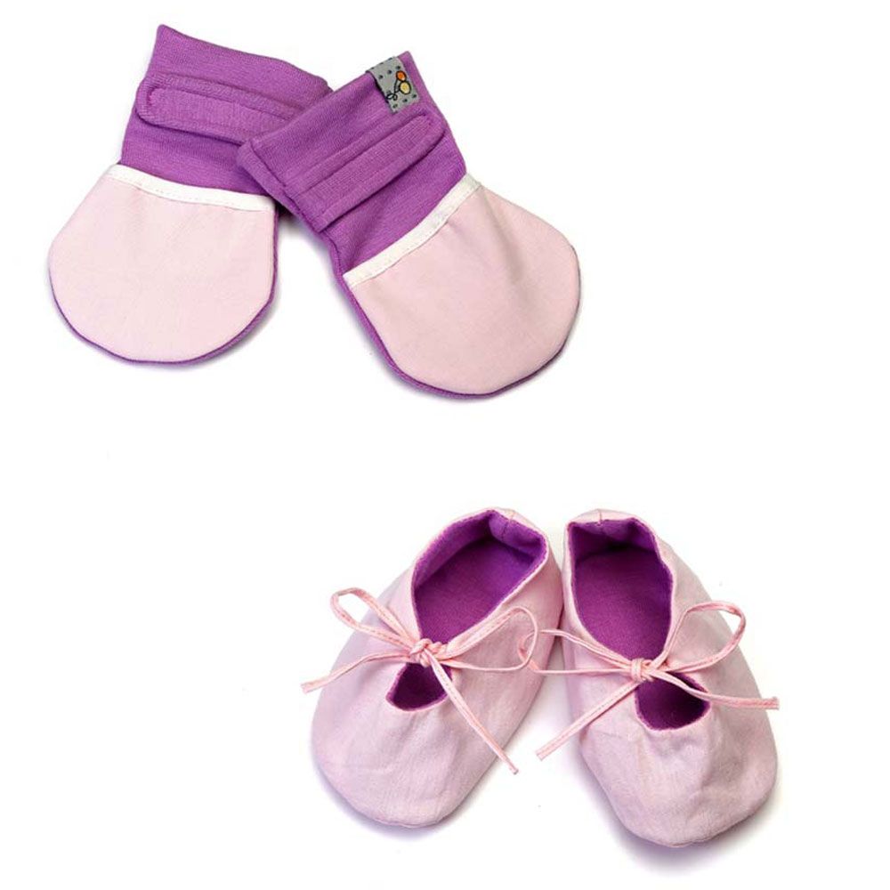 Mi Dulce An'ya Shoes and Mittens - Pink & Purple