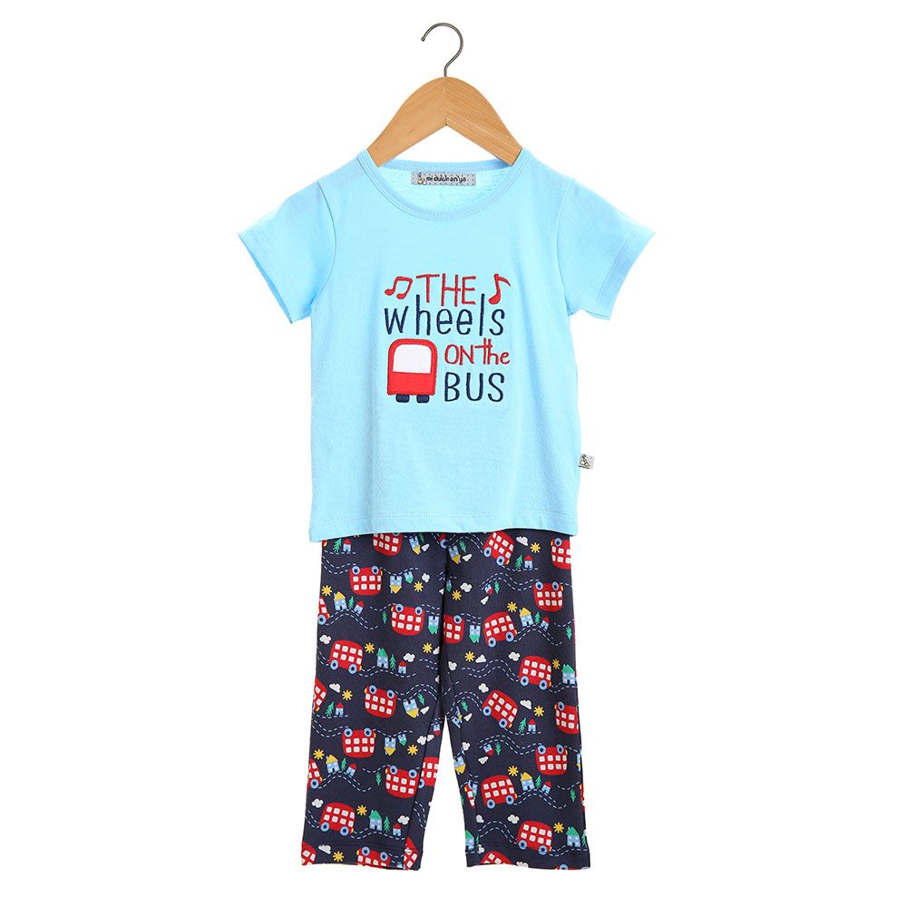 Mi Dulce An'ya - Wheels On The Bus Pyjama Set - Blue