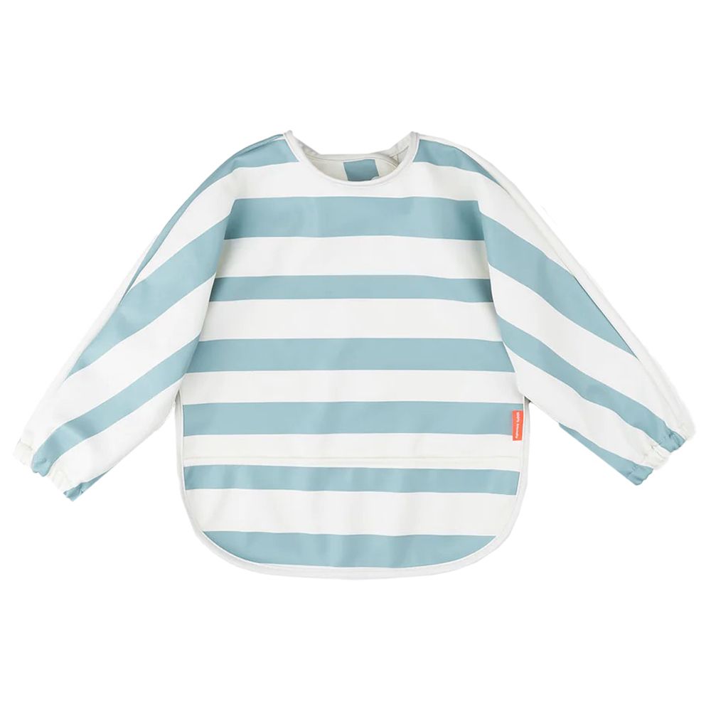 Done by Deer - Sleeved Pocket Bib - Blue Stripes