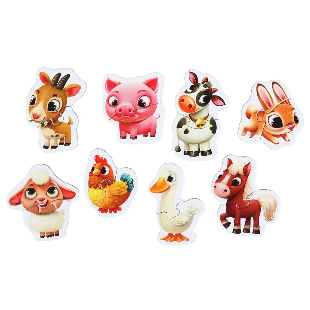 Puzzlika - 8-in-1 Farm Animals Mini Puzzles