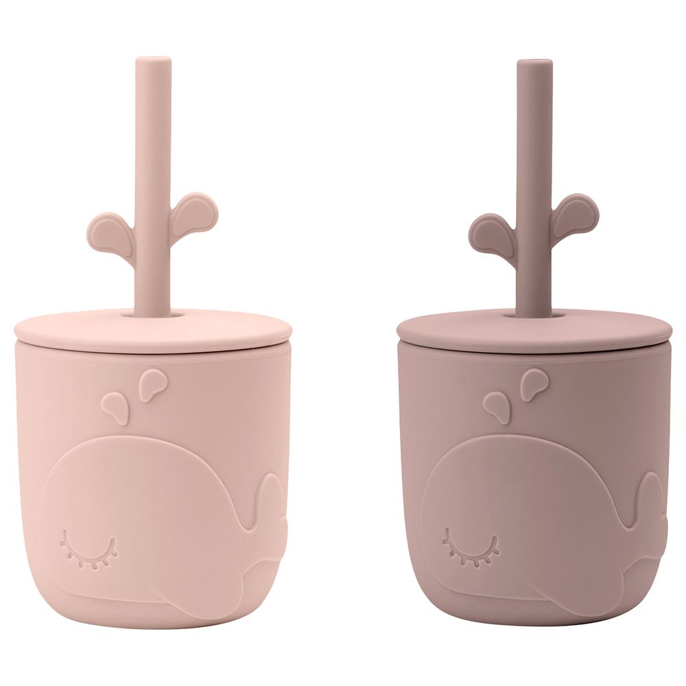 Done By Deer - Peekaboo Silicone Straw Cup - Pack of 2 - Wally Powder